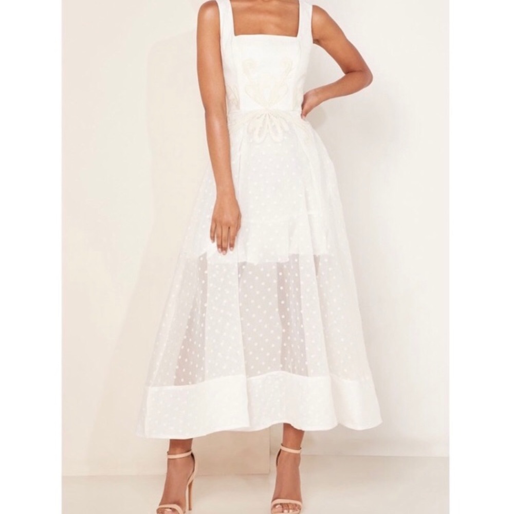 KEEPSAKE the Label White Sheer Polka Dot Wedding Dress